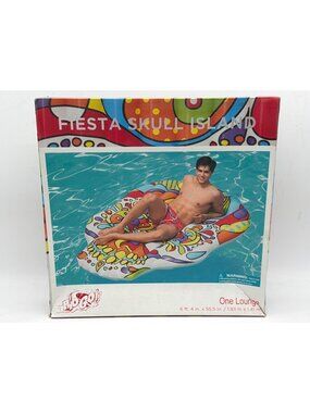 Fiesta Skull Island Inflatable Lounge Float 64" X 55.5" Multicolor Design For Po